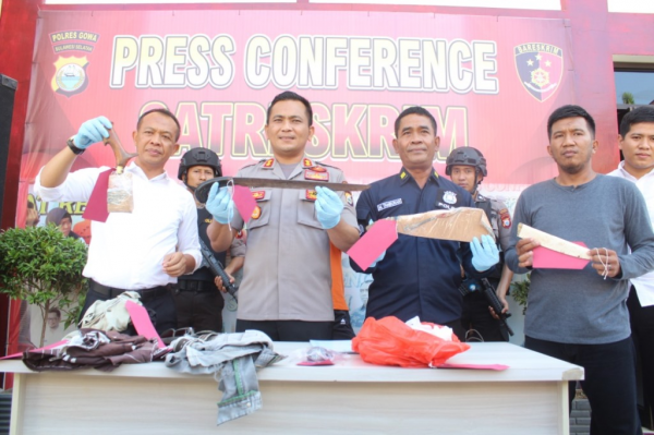 Kapolres Gowa, AKBP Boy FS Samola saat merilis kasus mutilasi di Mapolres Gowa, Sulawesi Selatan. (Foto: Medcom.id/Syawaluddin)