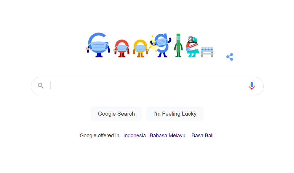 Google doodle hari ini menyerukan pentingnya penerapan protokol kesehatan sebagai langkah pencegahan covid-19