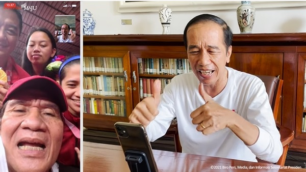 Presiden Joko Widodo (Jokowi) video call dengan atlet peraih mendali di Paralimpiade Tokyo. Tangkapan Layar
