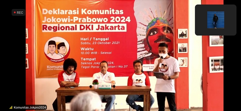 Komunitas Jokowi-Prabowo (Jokpro) 2024 dalam telekonferensi di Jakarta. Foto: tangkapan layar