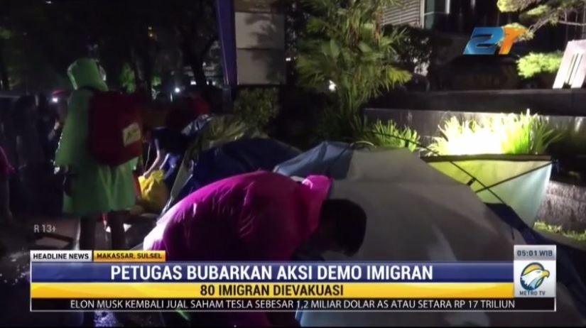 Aksi Demo Imigran/Tangkapan layar Metro TV 