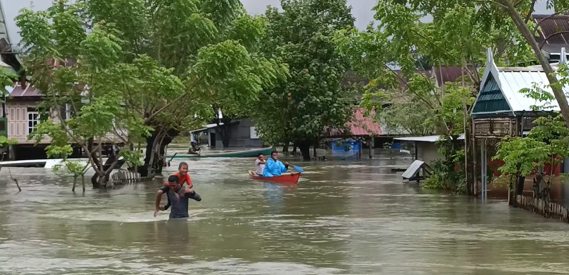 Wilayah Maros, Sulawesi Selatan, terendam banjir, Rabu, 23 Februari 2022. Foto: Antara/Dok. Metro TV
