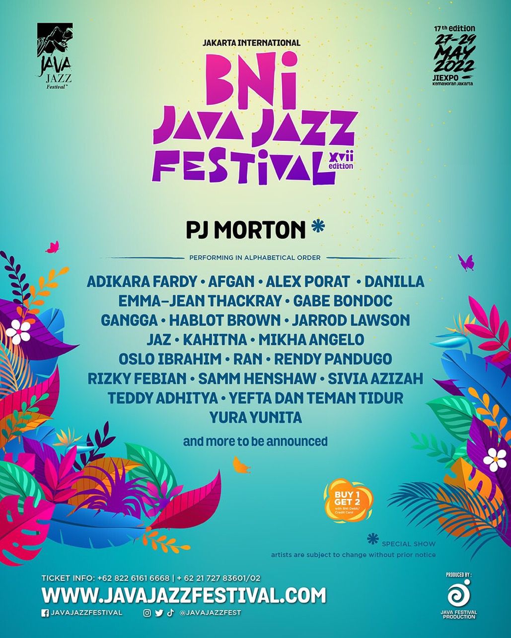 Line up fase pertama Java Jazz Festival 2022. Foto: Twitter @JavaJazzFest
