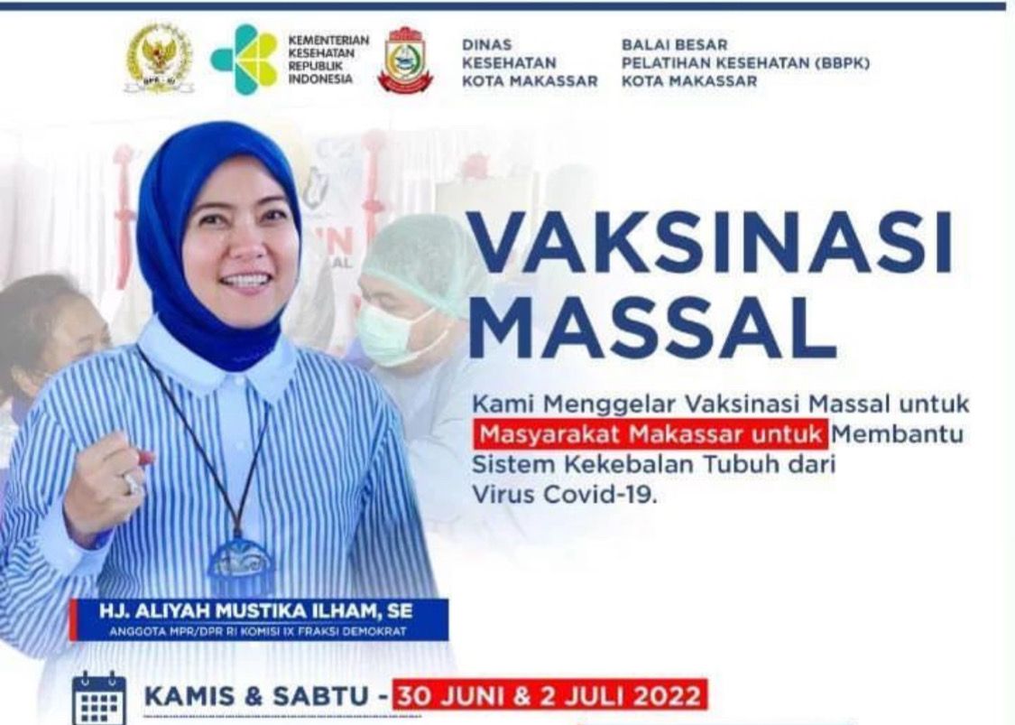 Jadwal dan lokasi vaksinasi massal di Kota Makassar. Foto: Instagram @puskesmas.mamajang