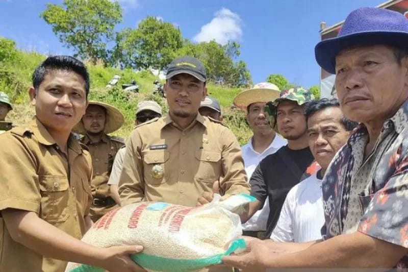 Pemerintah Kabupaten Sinjai menyerahkan 3,25 ton benih pupuk kedelai kepada para petabi. ANTARA/HO/Pemkab Sinjai