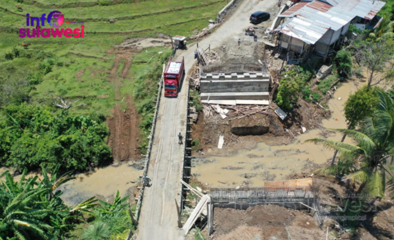 progres pembangunan jembatan. Foto: infosulawes