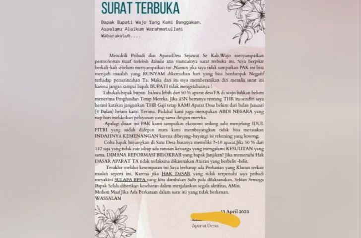 Ilustrasi. Surat Terbuka dari Aparat Desa di Kabupaten Wajo, Sulsel untuk Bupati Wajo. Foto: ANTARA