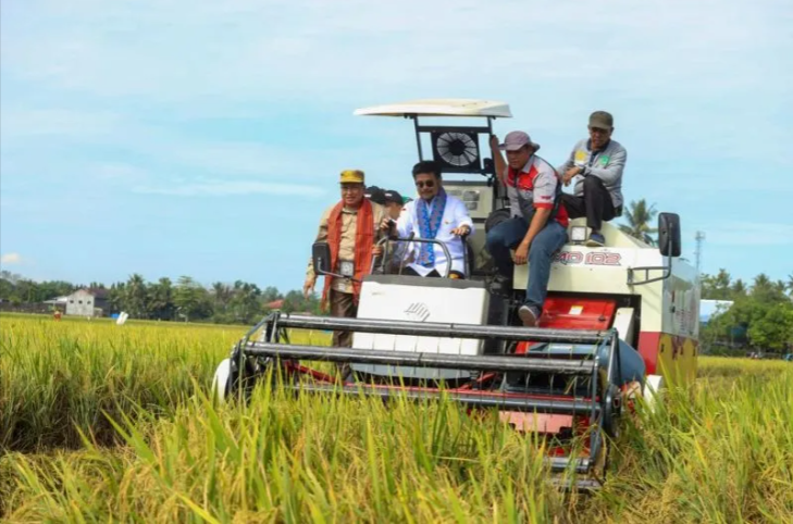 Menteri Pertanian Syahrul Yasin Limpo pada panen padi di Desa Alatengae, Kecamatan Bantimurung, Kabupaten Maros, Jumat (22/06/2023). ANTARA/HO-Humas Kementerian Pertanian