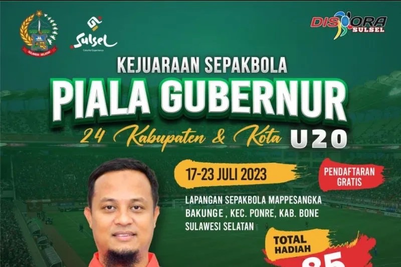 Brosur kejuaraan sepak bola Piala Gubernur Sulsel 2023. ANTARA/HO